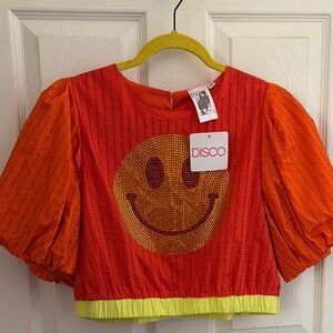 Orange Smiley Face Top- never worn